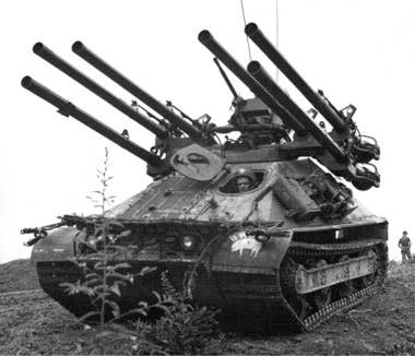 Ontos, officially the Rifle, Multiple 106 mm, Self-propelled, M50, was a U.S. light armored tracked anti-tank vehicle developed in the 1950s. Photo and information courtesy of Wikipedia.