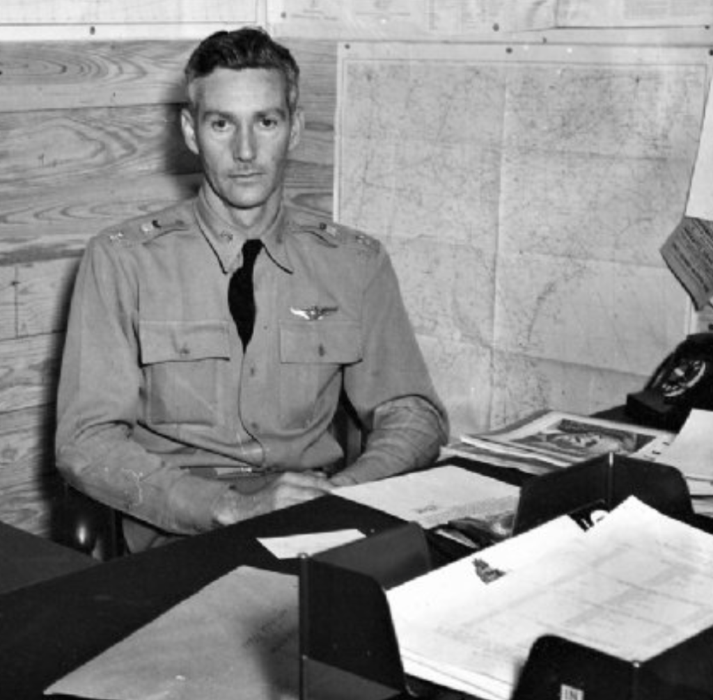 <br>Col. Joseph Duckworth at his desk at Columbus Army Air Field in 1942. In Columbus, he was known simply as "Joe Duck." Today Duckworth is known as the "father of Air Force instrument flying." Photo by: Army Air Corps photo
