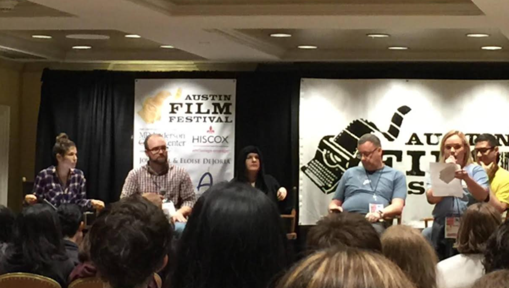 Sloan at the Austin Film Festival as a panelist. Photo courtesy of Justin Sloan.&nbsp;