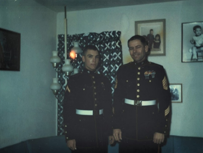 Whitman with GySgt Hellums in 1974. Photo courtesy of Hank Whitman.