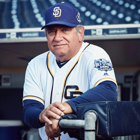 Lauria posing for the show <em>Pitch</em> as character Al Luongo, manager of the Padres. Photo courtesy of Dan Lauria.