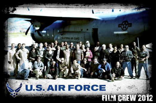 Hart (center-second row) with his crew on set for the Air Force. Photo courtesy of Jody Hart.