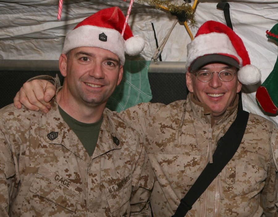 McNamara with Paul Gauge during Christmas in 2010 while on deployment to Afghanistan.