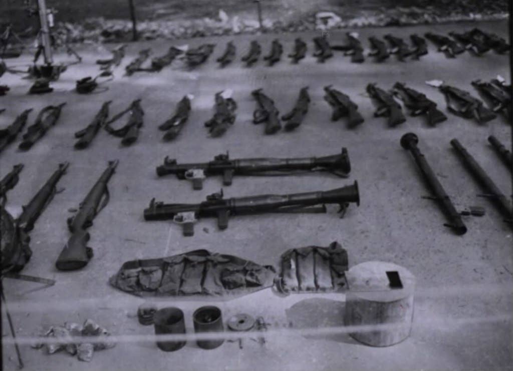 weapons captured by the 2nd Battalion, Royal Australian Regiment, from 25 Jan to 28 February 68 during Operation Coburg displayed at Nui Dat.
