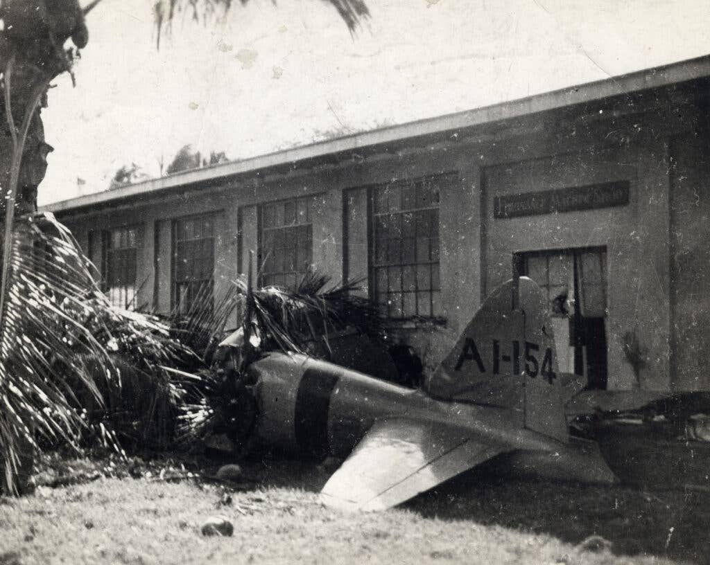 The first Japanese plane shot down during the attack on Pearl Harbor on Dec. 7, 1941. (U.S. Air Force photo)