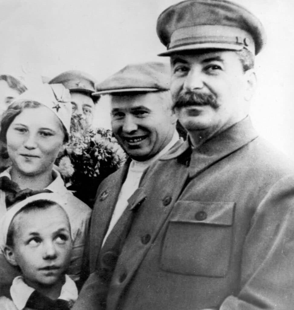 nikita Khrushchev with stalin