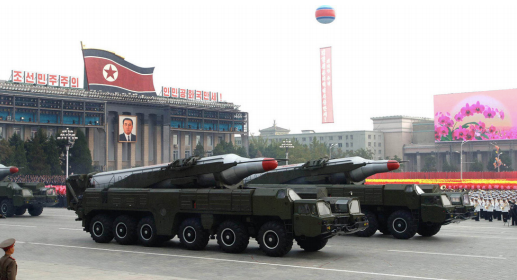 Musudan Intermediate-Range Ballistic Missiles (IRBM) seen in military parades in Pyongyang (Korean Central news Agency)