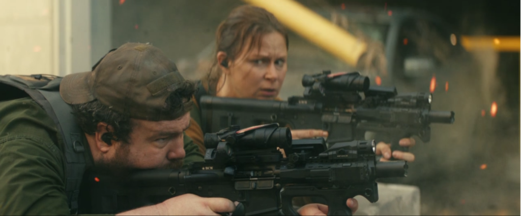 <em>She must know how loud a short barrel AR is (Paramount Pictures/Amazon)</em>