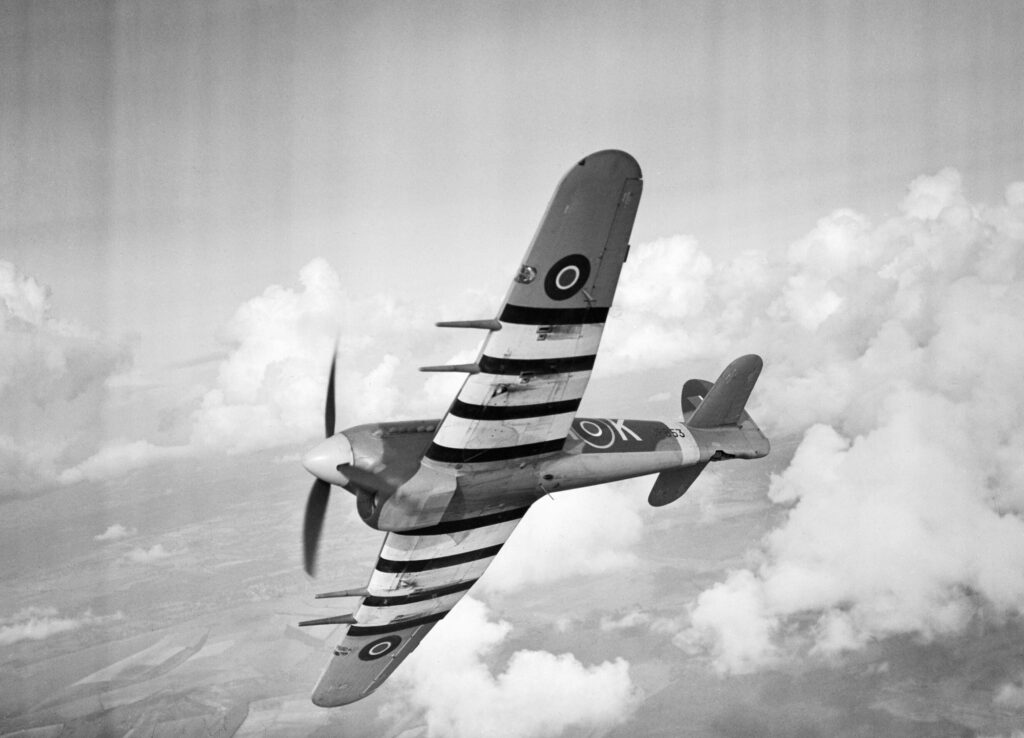A Hawker Typhoon, the aircraft flown by Longchamps for the RAF (Imperial War Museum)