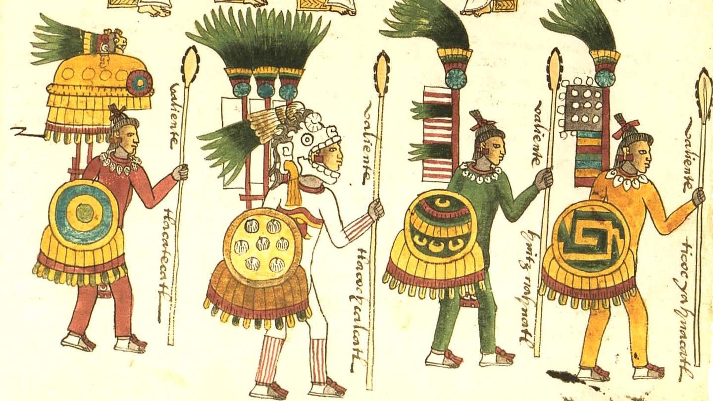 Aztec warriors as depicted in the Codex Mendoza (Foundation for the Advancement of Mesoamerican Studies, Inc.)