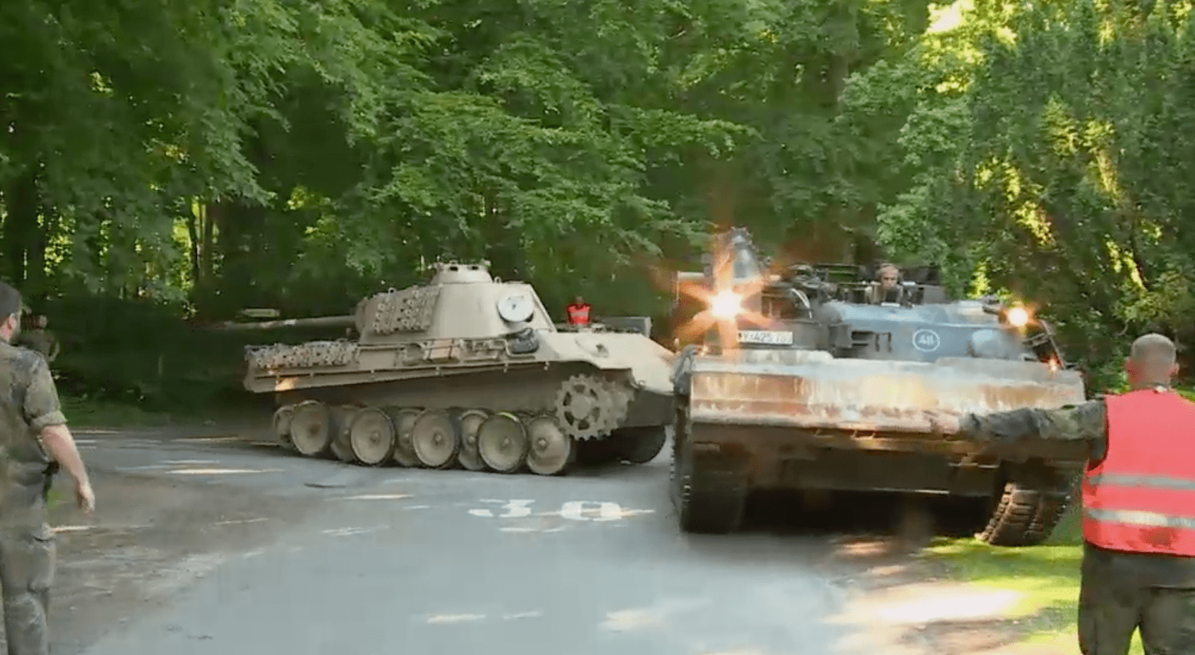 YouTube screen capture-- German authorities removed the Panther tank from the 84-year-old's property in 2015.