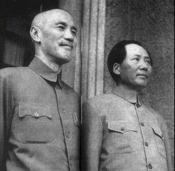 Chiang Kai-shek and Mao Zedong in 1945. (Wikimedia Commons)