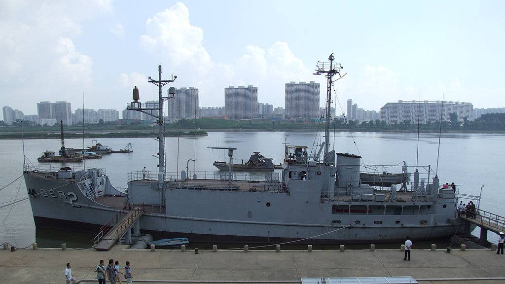 USS Pueblo (AGER-2) in Pyongyang, North Korea. (Wikimedia Commons)