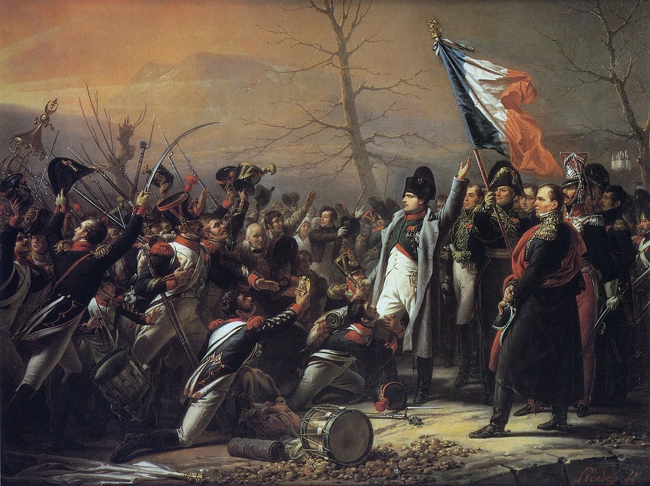 Napoleon greeted by the 5th Regiment at Grenoble, 7 March 1815, after his escape from Elba. (Wikimedia Commons)