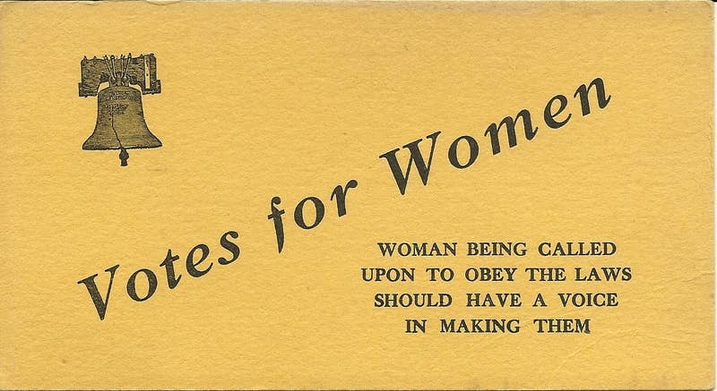 "Votes for Women" Justice Bell Ink Blotter, 1915. (Wikimedia Commons)