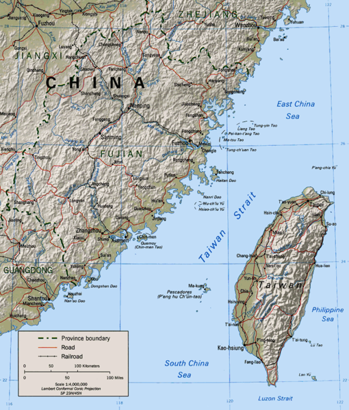 Map of the Taiwan Strait. (Wikimedia Commons)