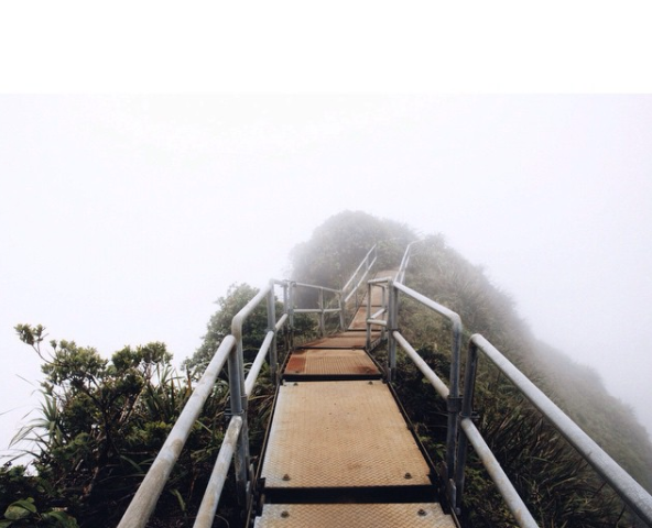 <em>The stairs earned their nickname for taking hikers up into the clouds (Oahu Hike)</em>