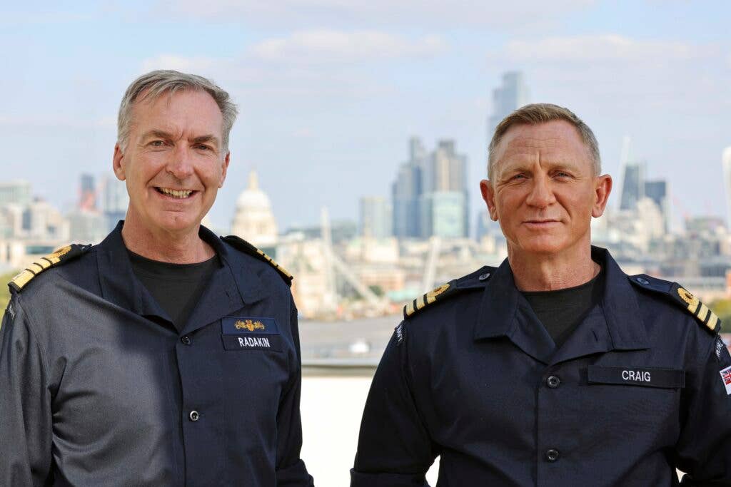 <em>First Sea Lord Admiral Sir Tony Radakin KCB ADC and Commander Daniel Craig Daniel Craig (Royal Navy)</em>