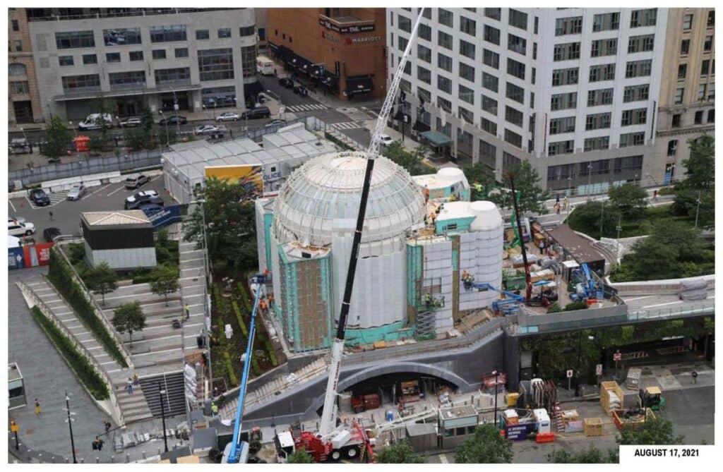 <em>Construction of the church's exterior almost complete on August 17, 2021  <em>(Greek Orthodox Archdiocese of America)</em></em>