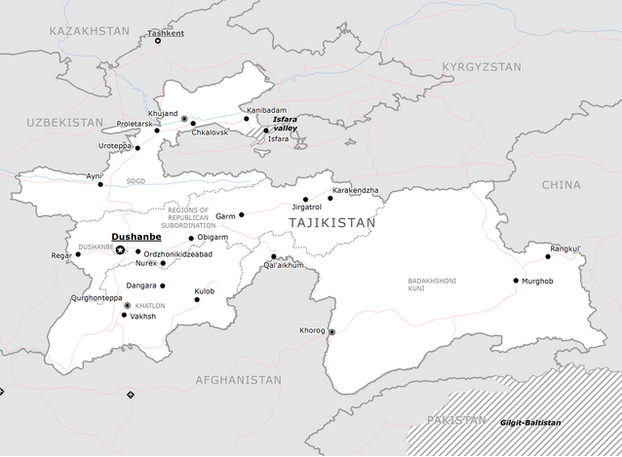 Map showing placement of Tajikistan in relation to Afghanistan. Photo: Wikimedia Commons