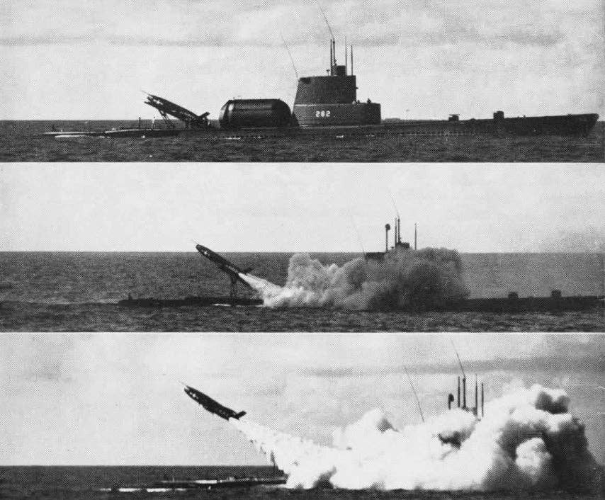A Regulus is test-fired from USS Tunny (SSG-282) (U.S. Navy)