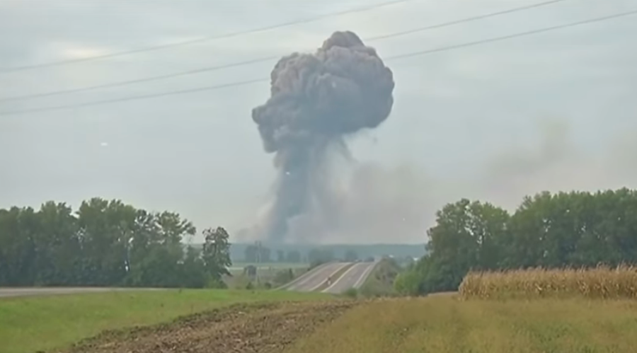 Watch as a massive ammunition depot blows up in Ukraine