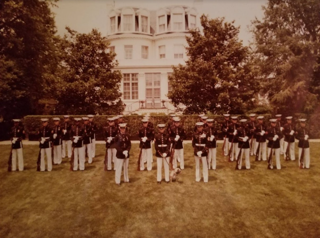 SSgt Dever (first row, right) at 8th &amp; I, 1981 to 1983. Photo courtesy of Jim Dever.