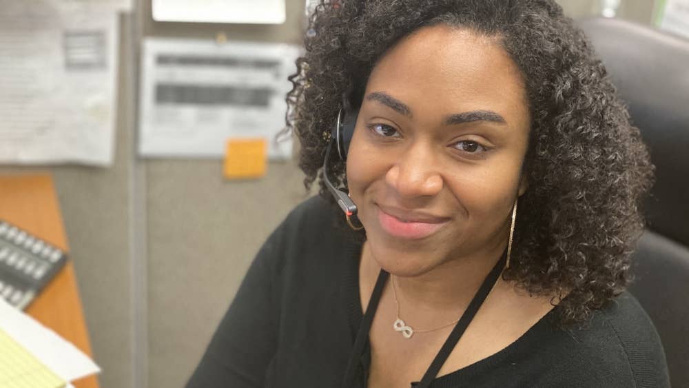 Stephanie Mathis is an Army spouse and a medical support assistant in the Bayne-Jones Army Community call center. Mathis encourages military spouses to attend the Military Spouse Employment Fair, on March 24 at Fort Polk, La. US Army photo. 