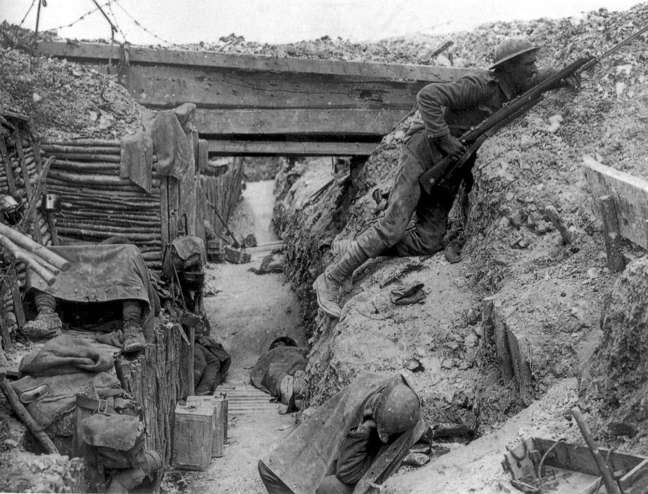 Trenches of the 11th Cheshire Regiment at Ovillers-la-Boisselle, on the Somme, July 1916. (Wikimedia Commons)