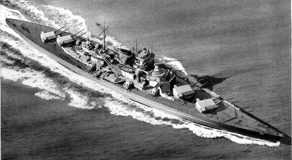  Battleship Tirpitz, A503 FM30-50 booklet for identification of ships, published by the Division of Naval Intelligence of the Navy Department of the United States.