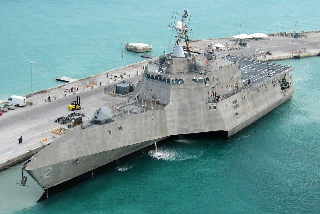 <em>USS </em>Independence <em>(LCS-2) featured a unique trimaran hull (U.S. Navy)</em>