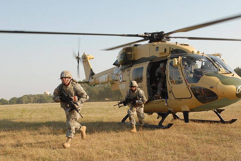 Indian soldiers training with american troops