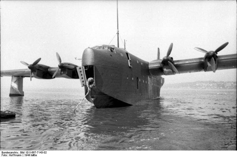 bv 238 flying boat with its nose door open