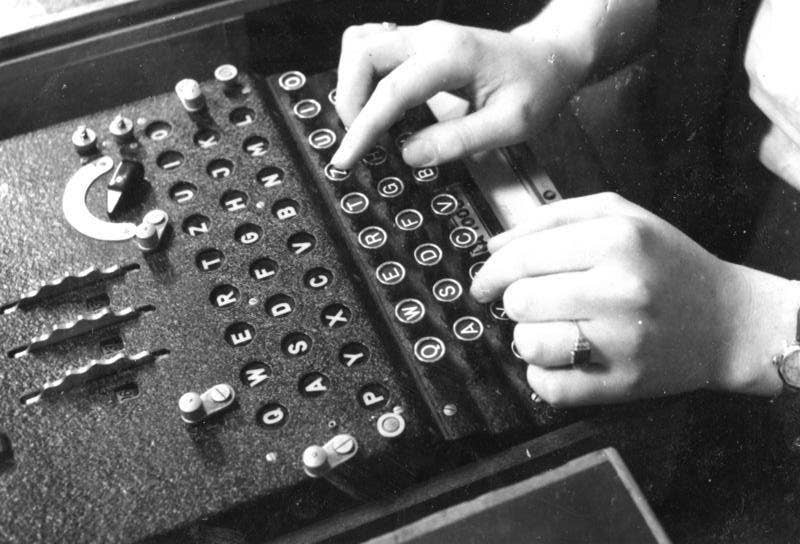 An Enigma machine in use in 1943. (Wikipedia)
