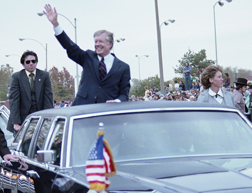 President Jimmy Carter at a rally in Granite City, Illinois, 11/3/1980. (White House Staff Photographers Collection)