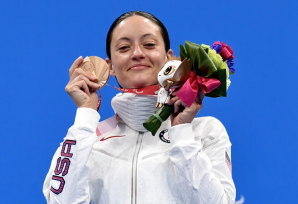 Marks with her Gold in Tokyo.