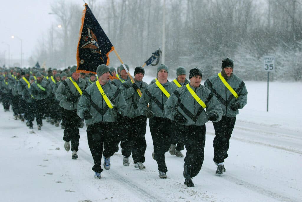 <em>Excessive sweating in the cold can put you at risk for cold weather injuries (U.S. Army)</em>