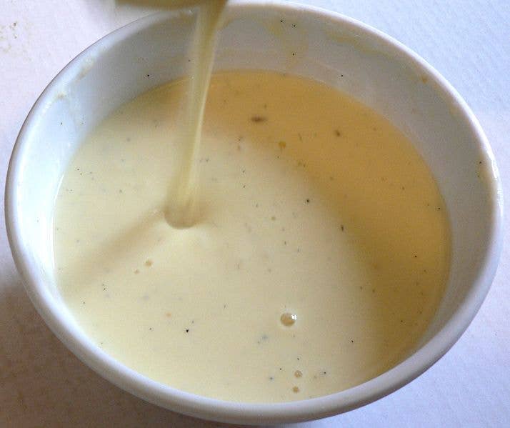 Traditional eggnog typically consists of milk, cream, sugar, raw eggs and flavorings. (Wikimedia Commons)