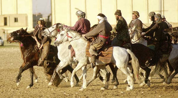 Game of buzkashi in <a href="https://en.wikipedia.org/wiki/Mazar-i-Sharif">Mazar-i-Sharif</a>, <a href="https://en.wikipedia.org/wiki/Afghanistan">Afghanistan</a>