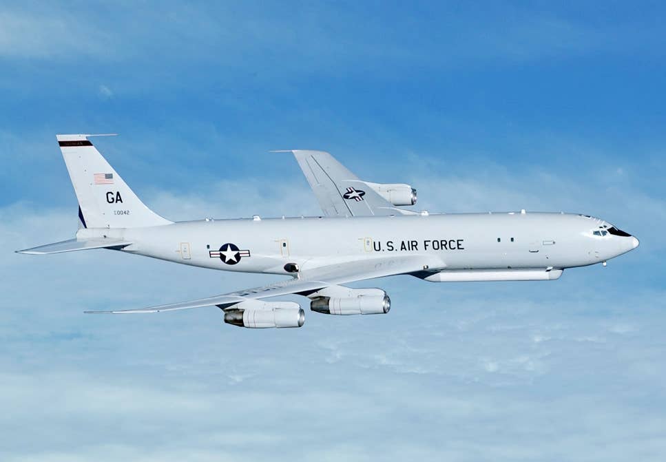 <em>The E-8C JSTARS uses long-range radar to perform airborne battle management (U.S. Air Force)</em>
