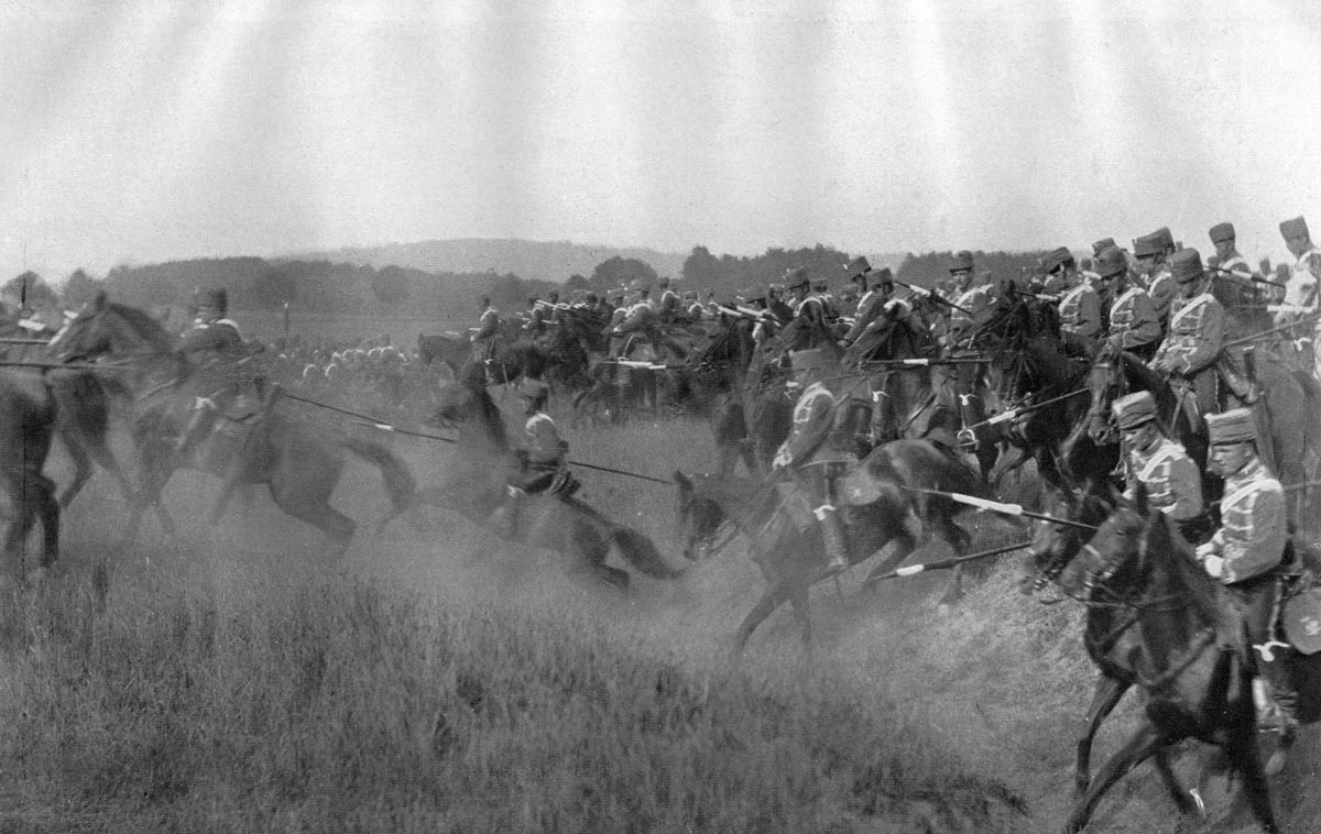 German Army hussars on the attack during maneuvers. (Wikimedia Commons)