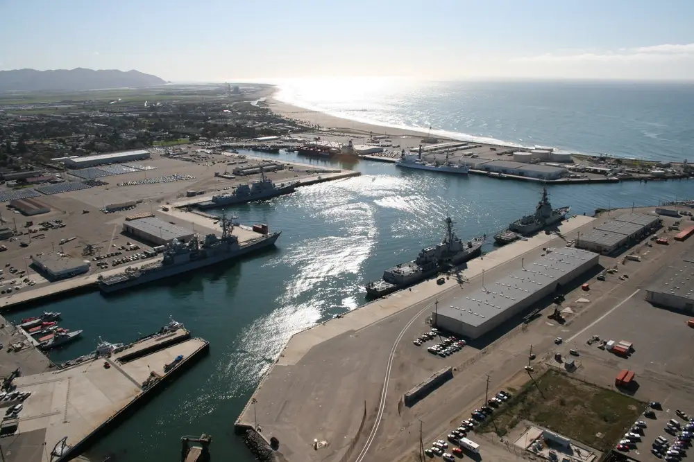 <em>Port Hueneme is the only deep-water port between San Francisco and Los Angeles capable of accommodating large merchant ships (U.S. Navy)</em>