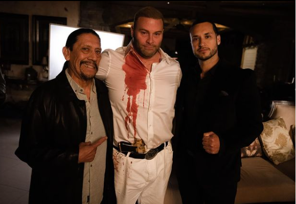 Trejo (left) with Haddad (center) on set.  Photo courtesy of RJ Collins.