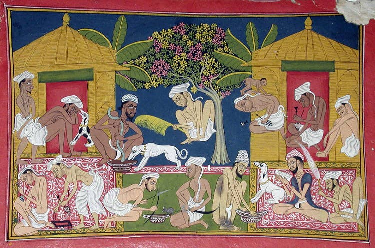 Bhang eaters from India c. 1790. Bhang is an edible preparation of cannabis native to the Indian subcontinent. It has been used in food and drink as early as 1000 BC by Hindus in ancient India. (Public domain)