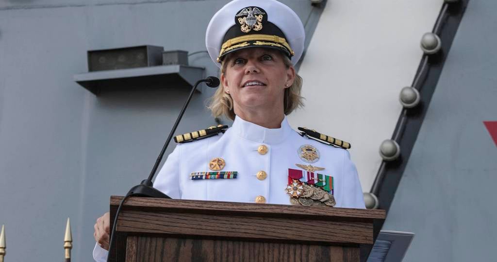 Captain Amy Bauernschmidt is the first woman to take a US aircraft carrier to sea