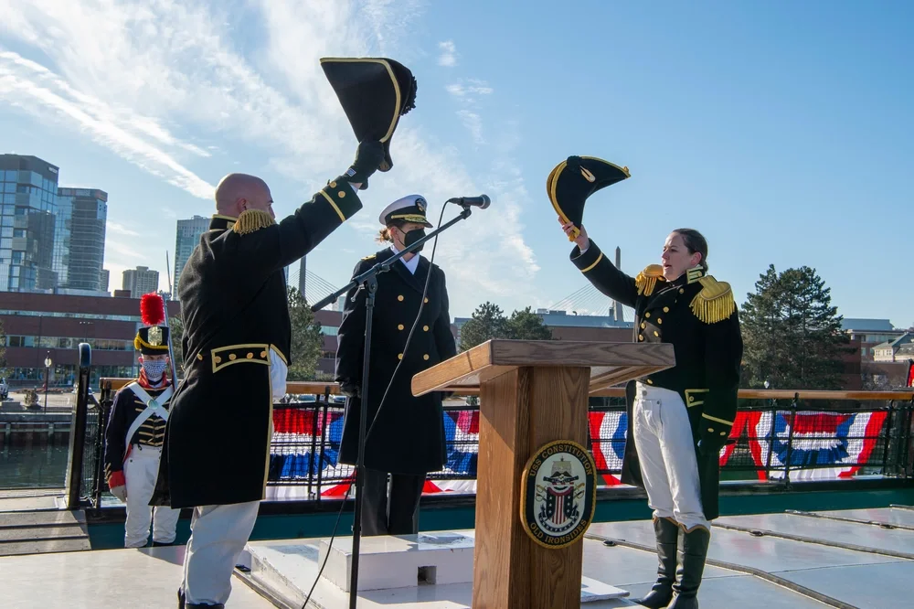 The first female officer took command of the USS Constitution