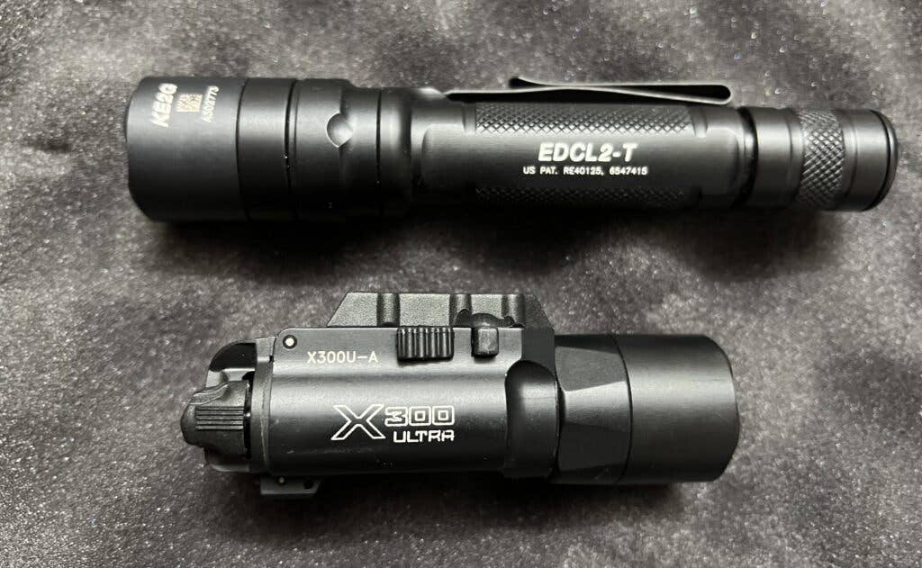 <em>SureFire makes a variety of handheld, weapon-mounted, and even hands-free lights (Miguel Ortiz)</em>