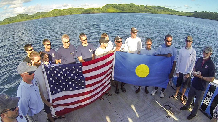 A flag ceremony with the Project Recover team.&nbsp; Photo courtesy of Project Recover.