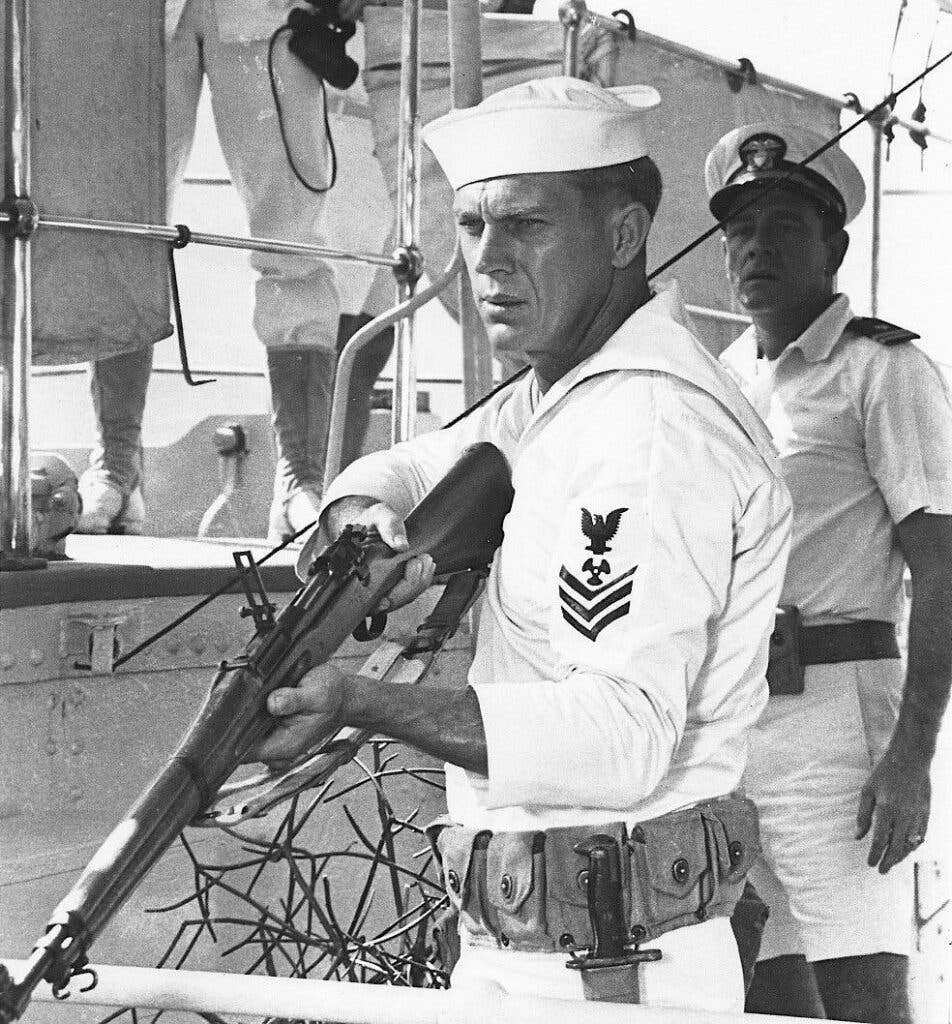 Mcqueen in <em>The Sand Pebbles</em> with Richard Crenna (Right). Photo courtesy of https://bamfstyle.com/2019/10/27/sand-pebbles-mcqueen/