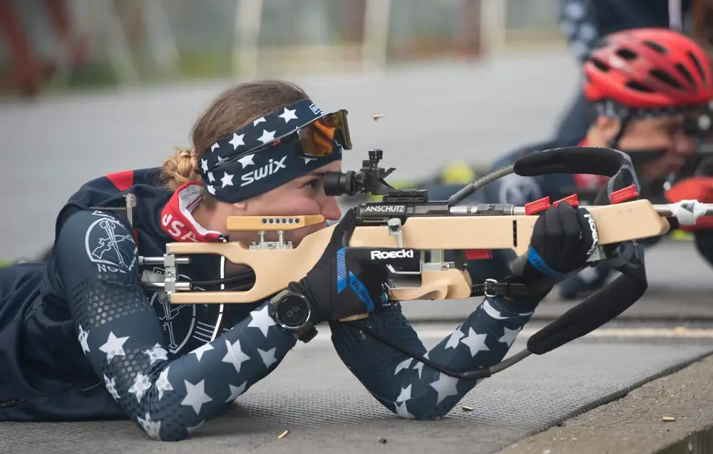 <em>Deedra Irwin practices at the Camp Ethan Allen Training Site in Vermont (U.S. Army)</em>